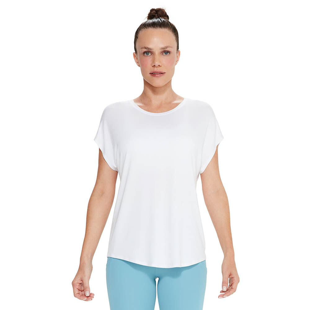 CAMISETA FEMININA MANGA CURTA YOGA BRANCA
