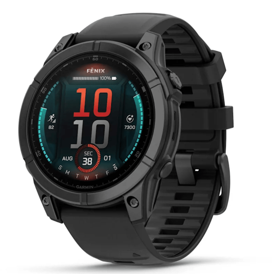 Relógio Garmin Fenix e Aço Cinza Ardósia com Pulseira de Silicone Preta
