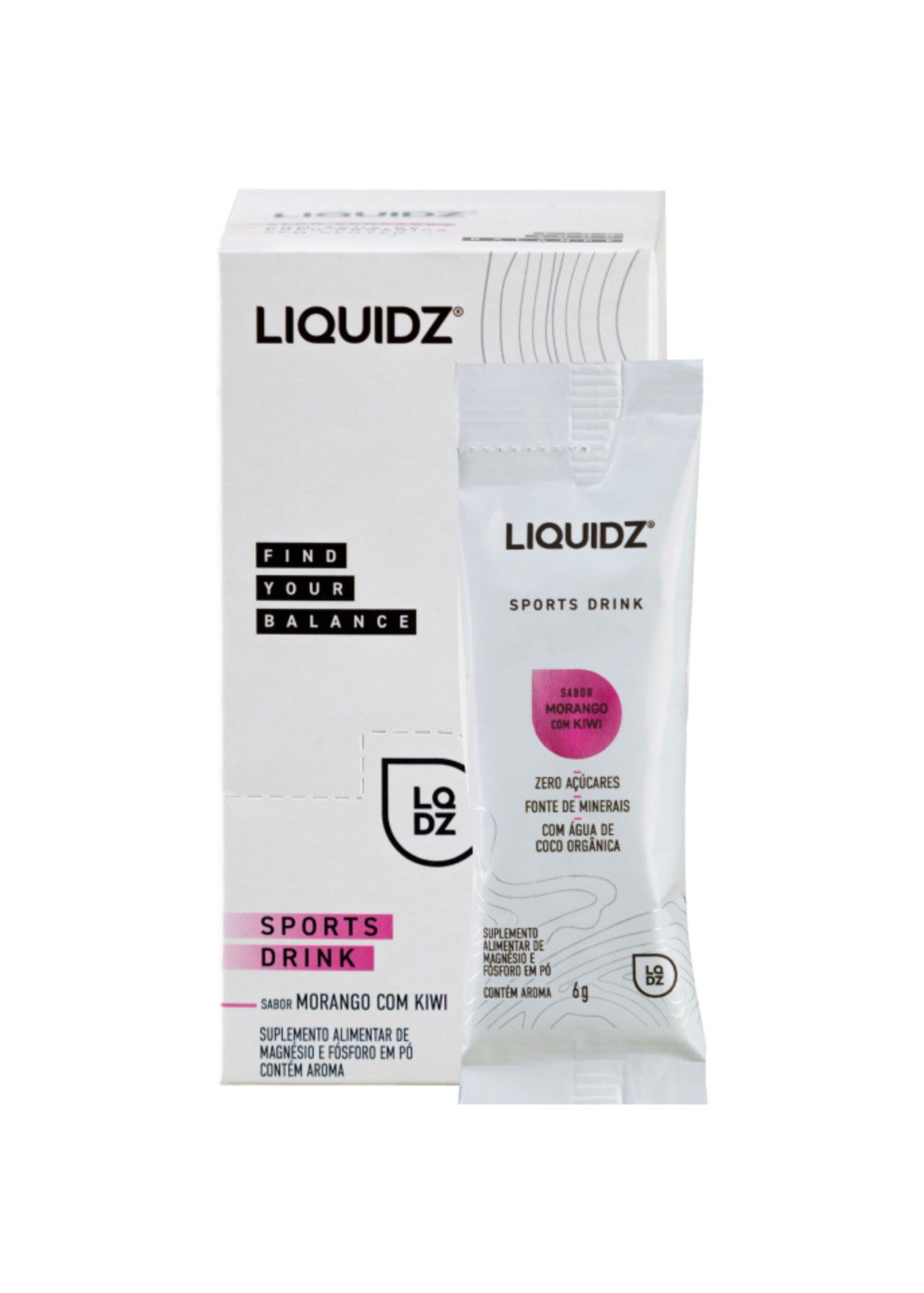 Sachê de eletrólitos sabor morango Kiwi Liquidz - 5g