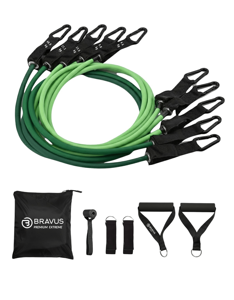 Kit Elástico Musculação Bravus 95kg – Treino em Casa Completo e Alta Resistência