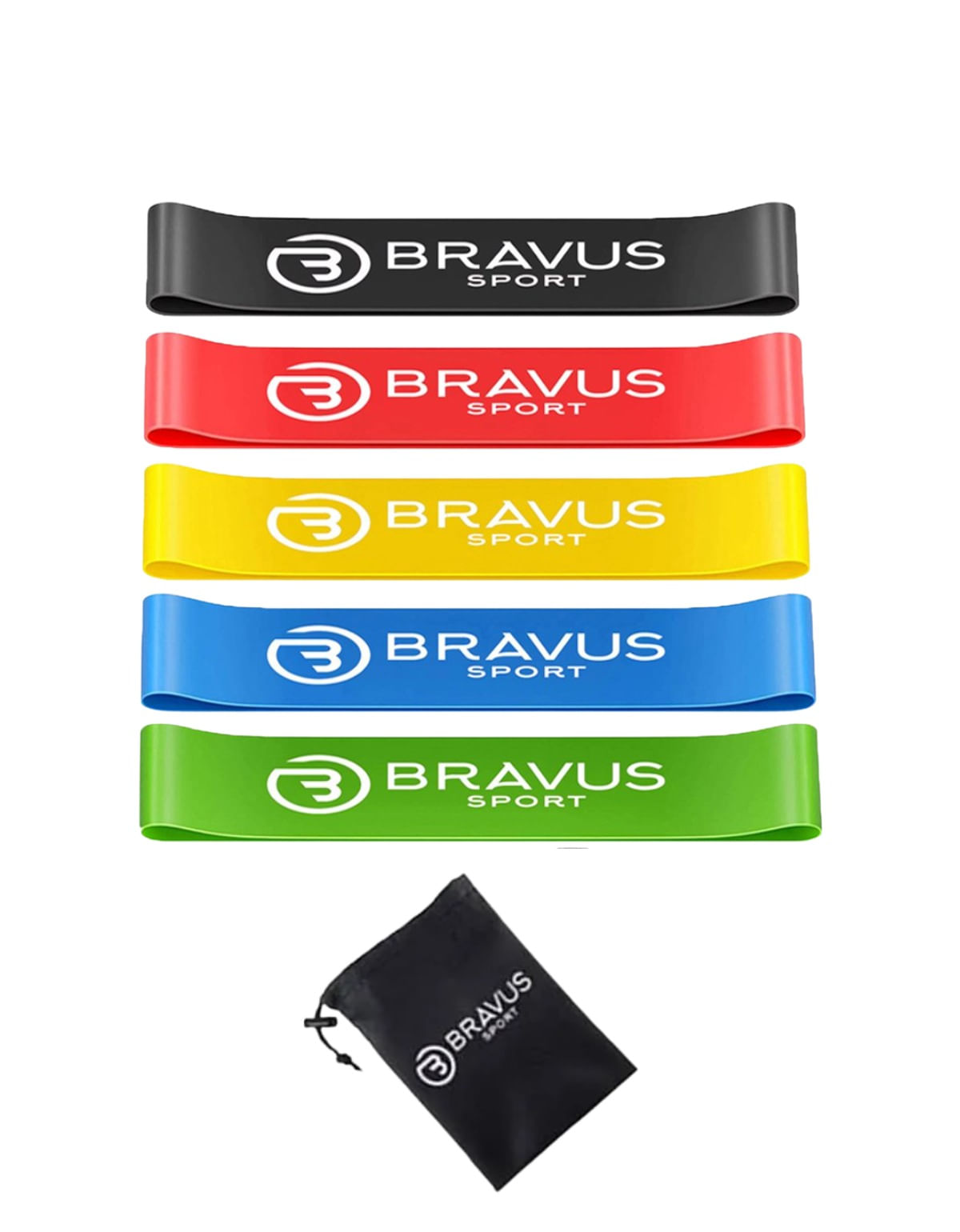 Kit Mini Bands Bravus com 5 Elásticos – Treino de Glúteos e Funcional