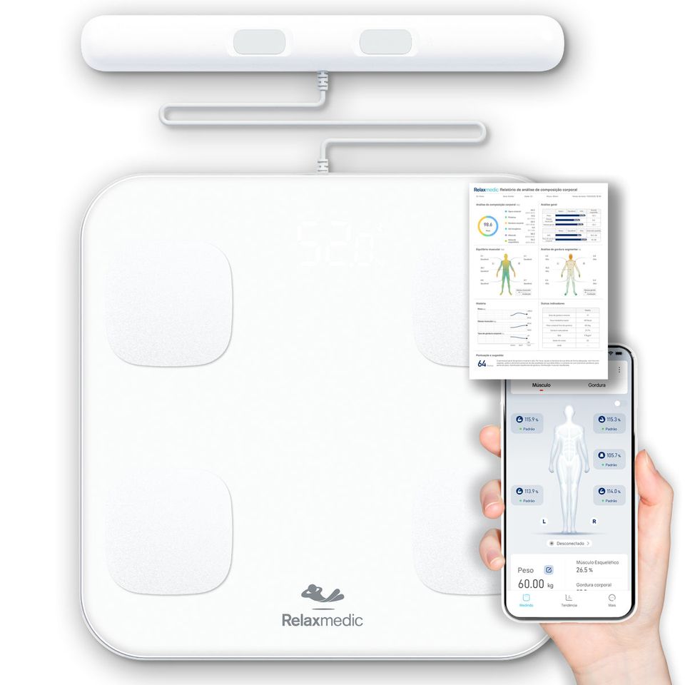 Balança de Bioimpedância Corporal Digital App Relaxmedic