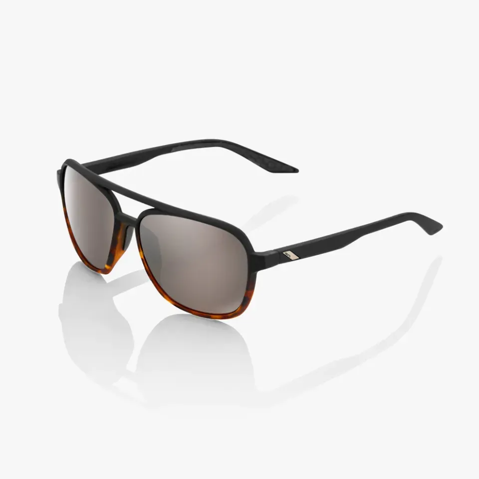 Óculos de Sol 100% Kasia - Soft Tact Black / Havana Fade - Hiper Silver Mirror Lens