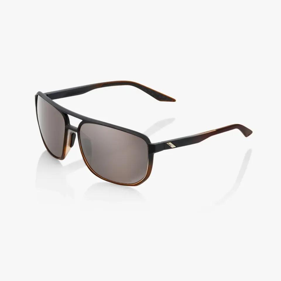 Óculos de Sol 100% Konnor - Matte Translucent Brown Fade - Hiper Silver Mirror Lens