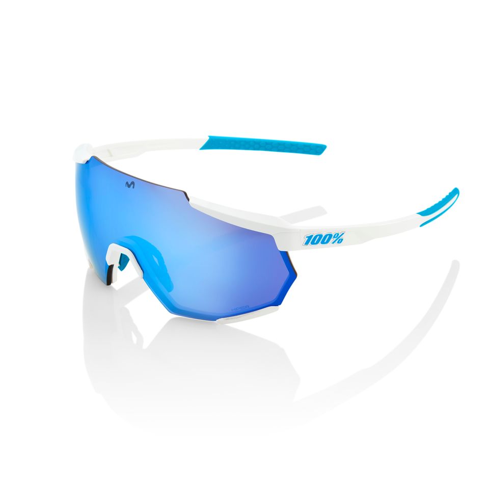 Óculos de Sol 100% Racetrap - Movistar Team White - Hiper Blue Multilayer Mirror Lens