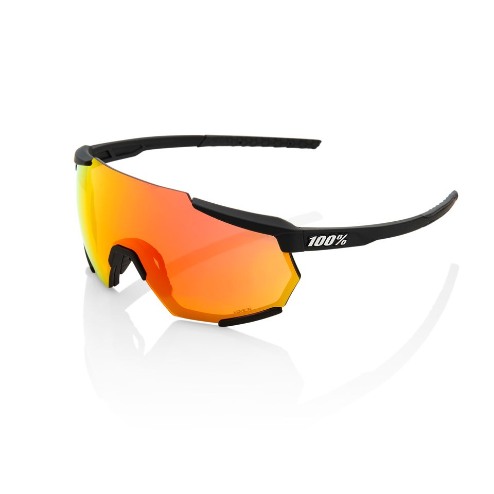 Óculos de Sol 100% Racetrap - Soft Tact Black - Hiper Red Multilayer Mirror Lens