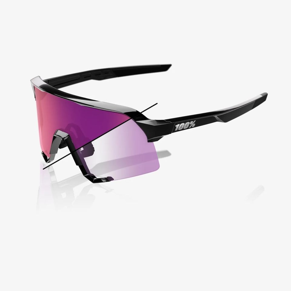 Óculos de Sol 100% S3 - Gloss Black - Purple Mirror Photochromic