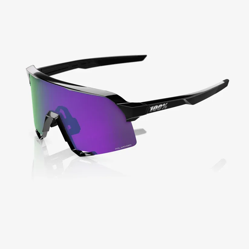 Óculos de Sol 100% S3 - Polished Black - Hiper Lavender Mirror Polarized Lens