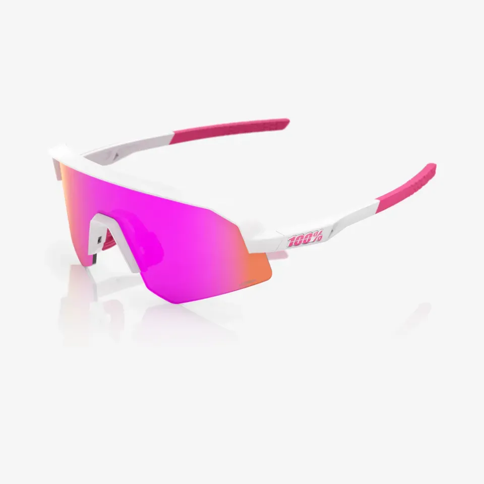 Óculos de Sol 100% Slendale Youth - Matte White/Pink - Hiper Vital Pink Mirror Lens