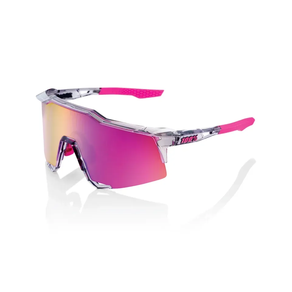 Óculos de Sol 100% Speedcraft - Polished Translucent Grey - Purple Multilayer Mirror Lens
