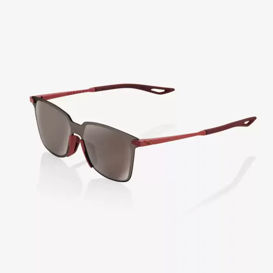 Óculos de Sol 100% Legere Square - Soft Tact Crimson - Hiper Silver Mirror Lens
