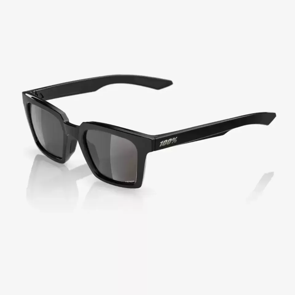 Óculos de Sol 100% Erba - Polished Black - Black Mirror
