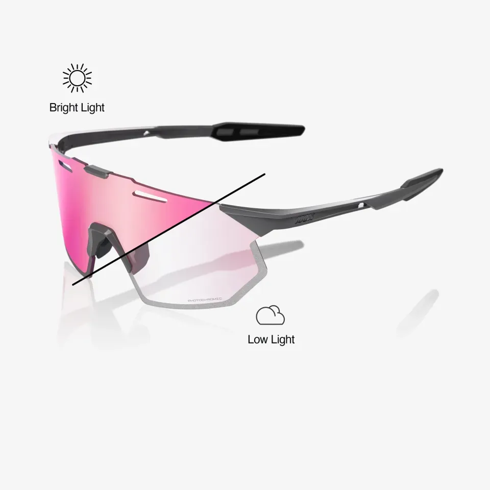 Óculos de Sol 100% Hypercraft Sq - Gloss Light Grey - Rose Gold Mirror Photochromic Lens